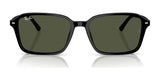 Ray-Ban RAIMOND RB2231 sunglasses have sleek black square frames with dark green lenses, displayed on a white background.