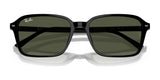 Ray-Ban RAIMOND RB2231 sunglasses, featuring black frames and dark green lenses, are stylishly displayed on a white background.