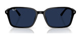 The Ray-Ban RAIMOND RB2231 Sunglasses boast sleek black rectangular frames, dark polarized lenses, and a small logo on the top left corner.