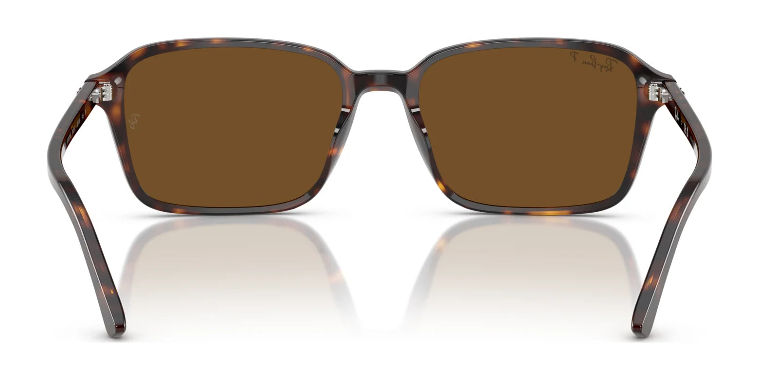 Ray-Ban RAIMOND RB2231 rectangular tortoiseshell sunglasses with brown polarized lenses, shown frontally on a white background.