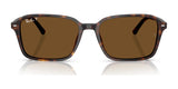 Ray-Ban's Raimond RB2231 sunglasses, showcasing a square tortoiseshell design with polarized brown lenses, are set against a white background.