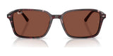 The Ray-Ban RAIMOND RB2231F Sunglasses feature a timeless design with square frames and brown lenses, offering superior quality that blends classic aesthetics with a modern flair.