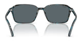 Front view of the square-shaped Ray-Ban RAIMOND RB2231F Sunglasses, Size 56, featuring dark lenses with reflective teal and black frames for a timeless design.