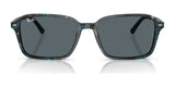 Ray-Ban RAIMOND RB2231F sunglasses feature a full-rim square black frame with dark lenses and a subtle blue pattern, size 56.