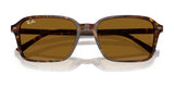 These Ray-Ban RAIMOND RB2231F Sunglasses, size 56, have full-rim brown tortoiseshell rectangular frames and brown lenses, set against a white background.