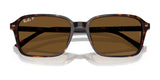 The Ray-Ban RAIMOND RB2231F Sunglasses, featuring square brown lenses with a subtle white logo on the upper left lens, showcase a timeless design and superior quality.