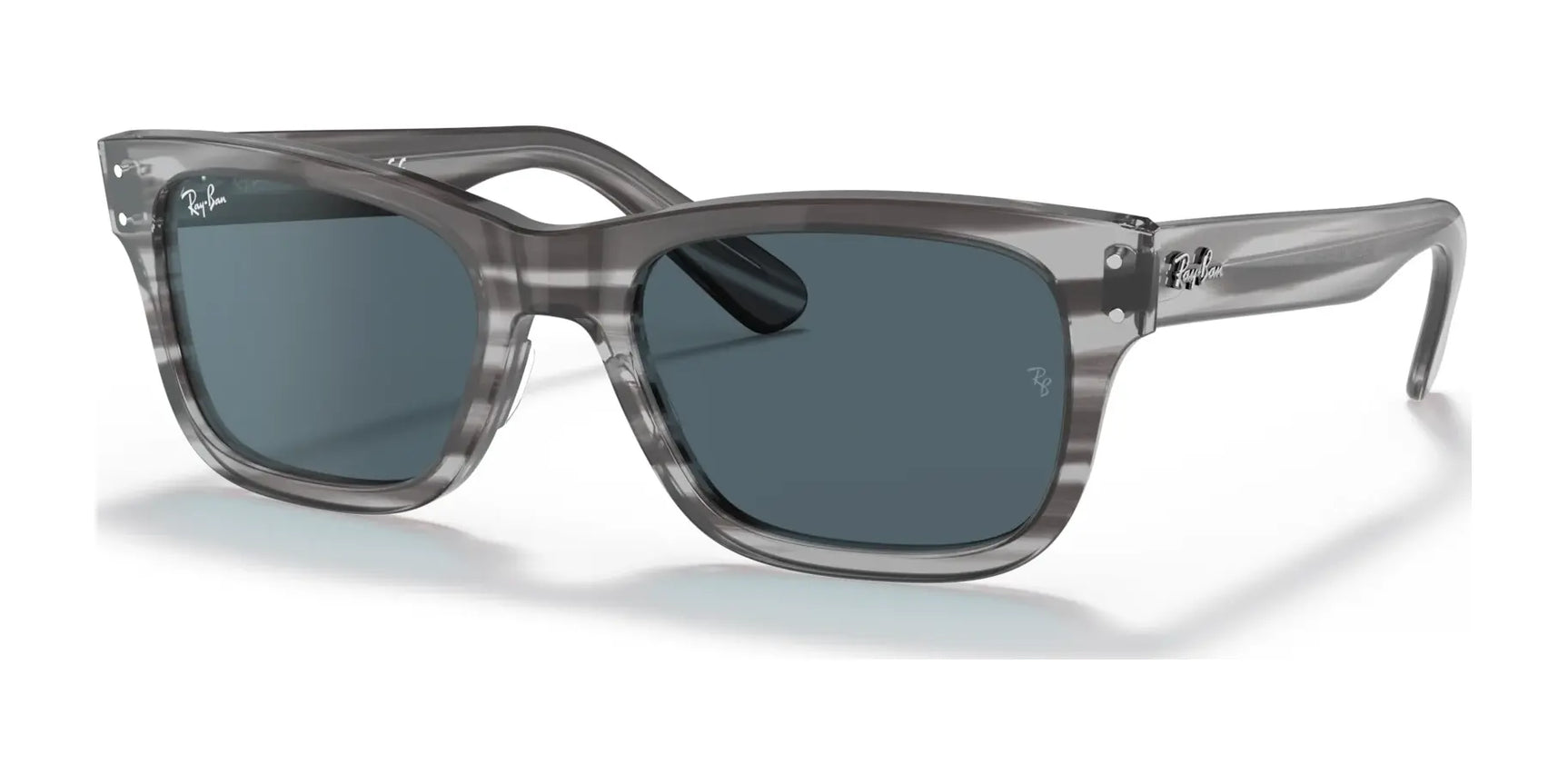 Ray-Ban MR BURBANK RB2283 sunglasses in gray feature a rectangular design with dark UV-protected lenses and subtle logos on the acetate temples.