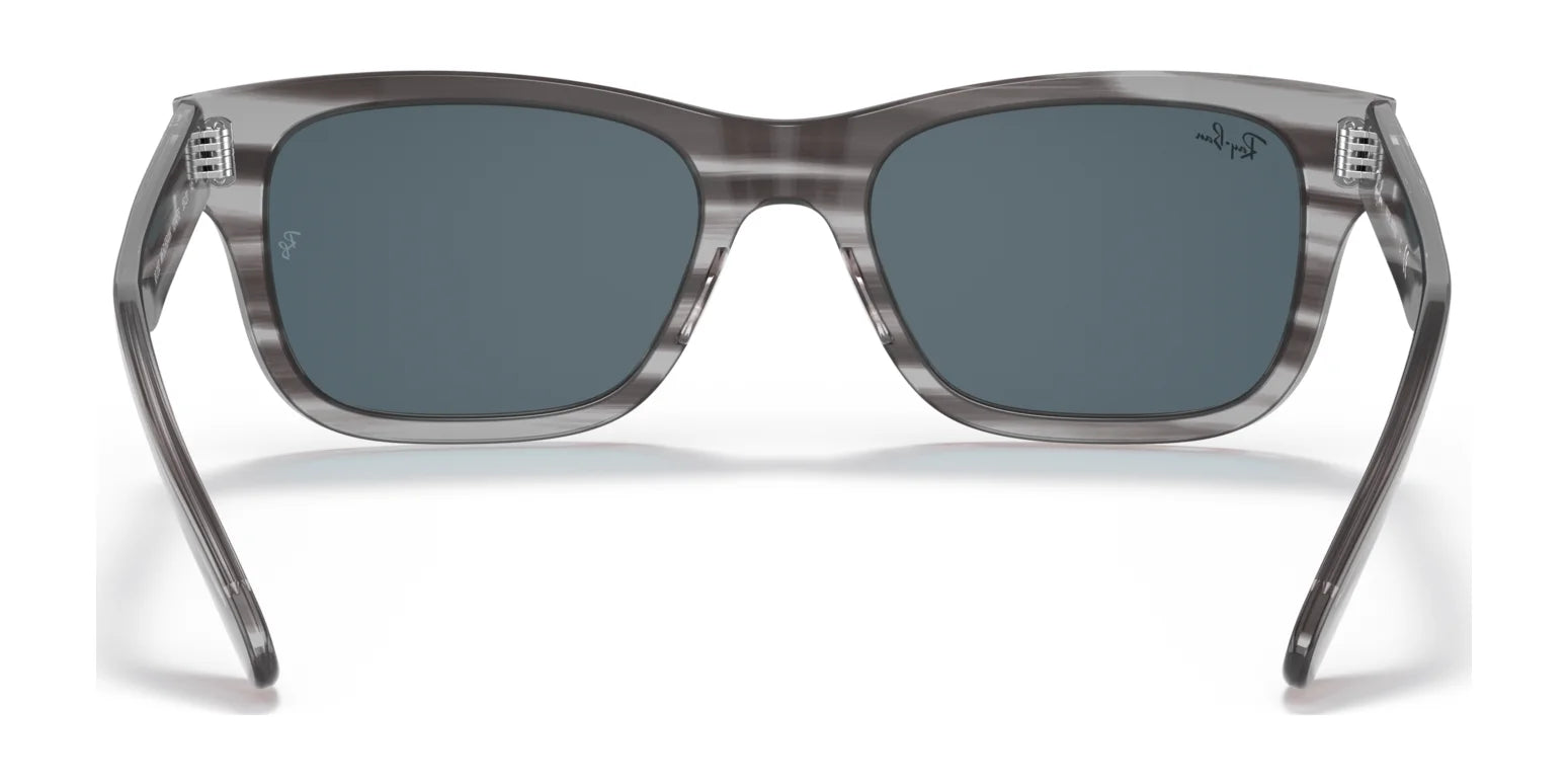 The Ray-Ban MR BURBANK RB2283 Sunglasses boast gray rectangular acetate frames and dark lenses with 100% UV protection, effortlessly blending style and function. Photographed on a white background, they exemplify sleek design.