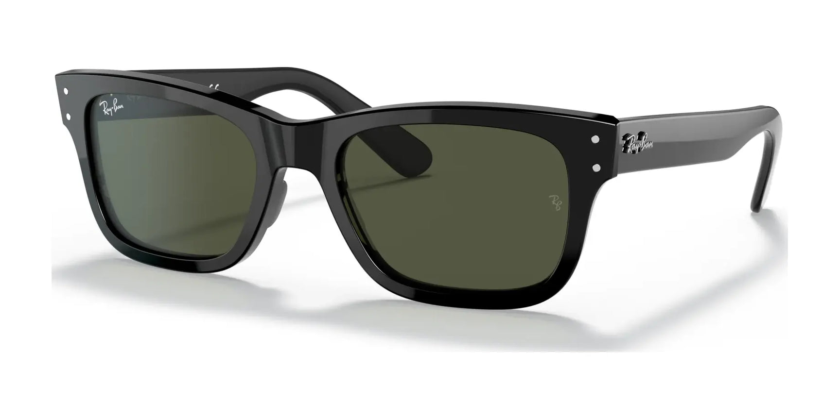 Ray-Ban MR BURBANK RB2283 sunglasses, featuring black rectangular acetate frames with dark lenses for excellent UV protection, displayed on a white background.