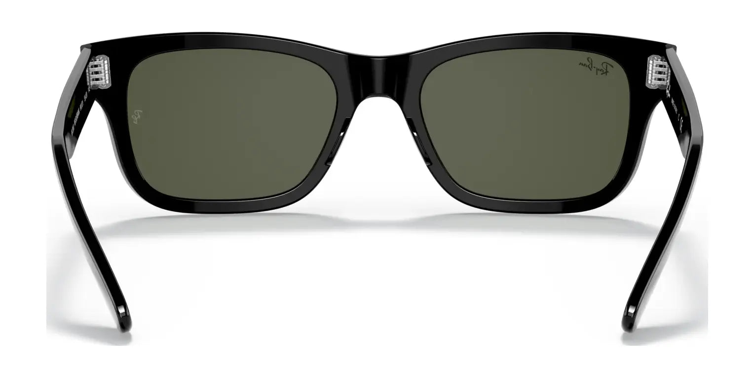 Ray-Ban MR BURBANK RB2283 sunglasses feature sleek black acetate frames and green lenses with superior UV protection, offering a stylish yet practical look from the front.