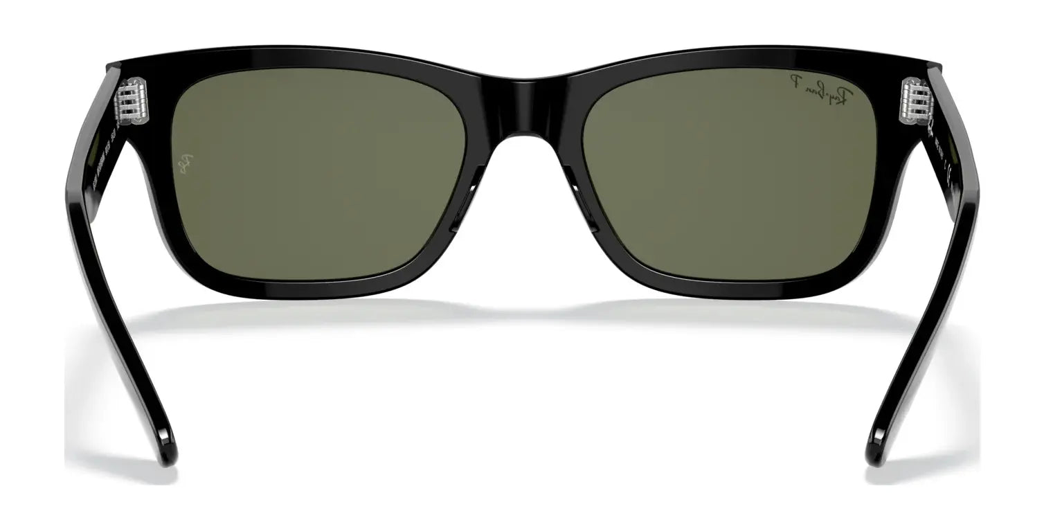 The Ray-Ban MR BURBANK RB2283 sunglasses boast sleek black rectangular design and dark lenses for superior UV protection. With durable acetate frames, they combine style and functionality from the front view.