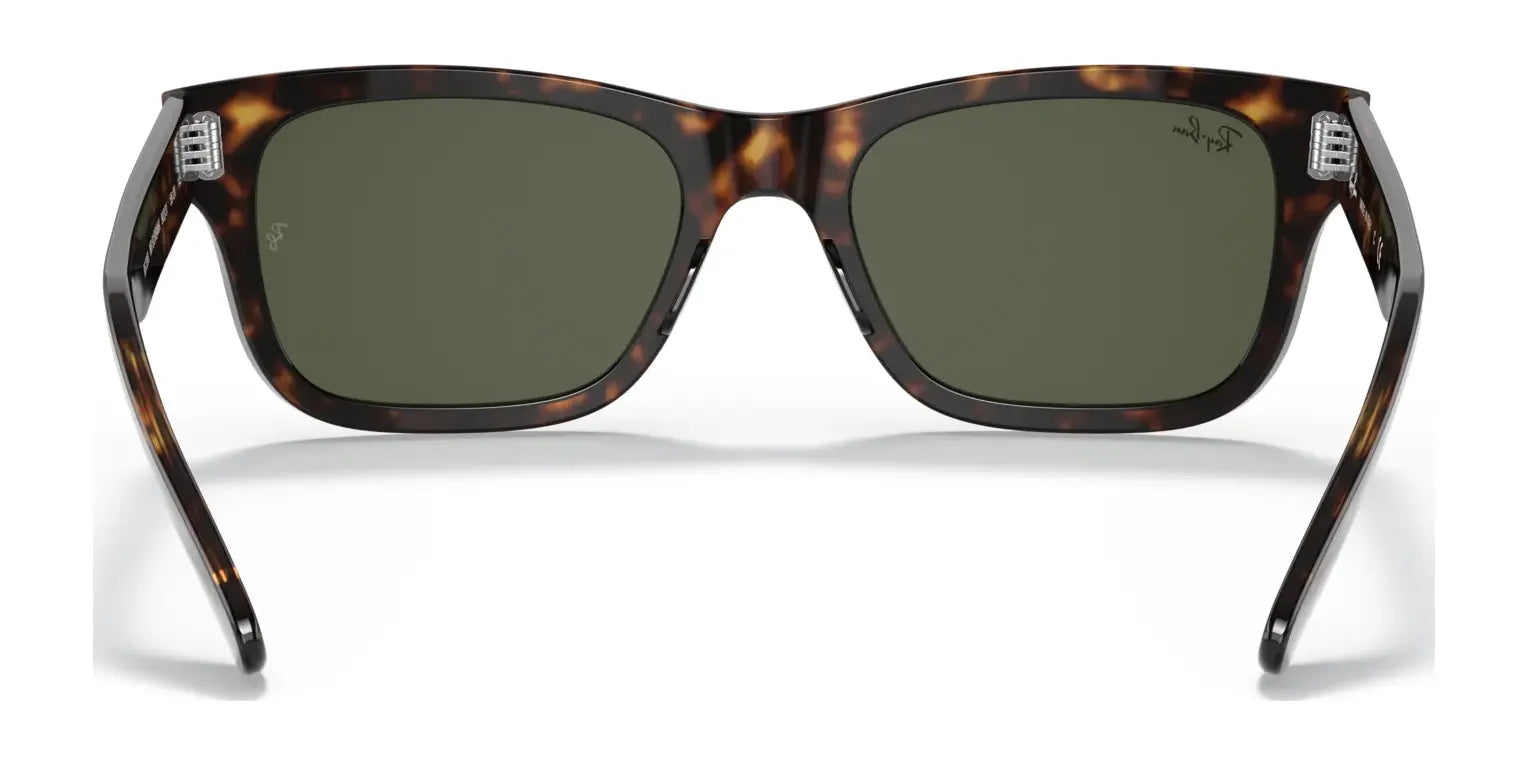 The Ray-Ban MR BURBANK RB2283 sunglasses, featuring tortoiseshell acetate frames and dark green lenses, offer a stylish look and provide 100% UV protection.