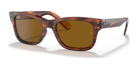 Ray-Ban MR BURBANK RB2283 Sunglasses feature tortoise-shell acetate frames, dark brown lenses, and silver details on the front and temples for a stylish design with UV protection.