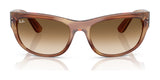 Ray-Ban MEGA BALORAMA RB2289 sunglasses with a brown gradient and transparent brownish frame present a sporty design on a white background, ideal for casual and active days.