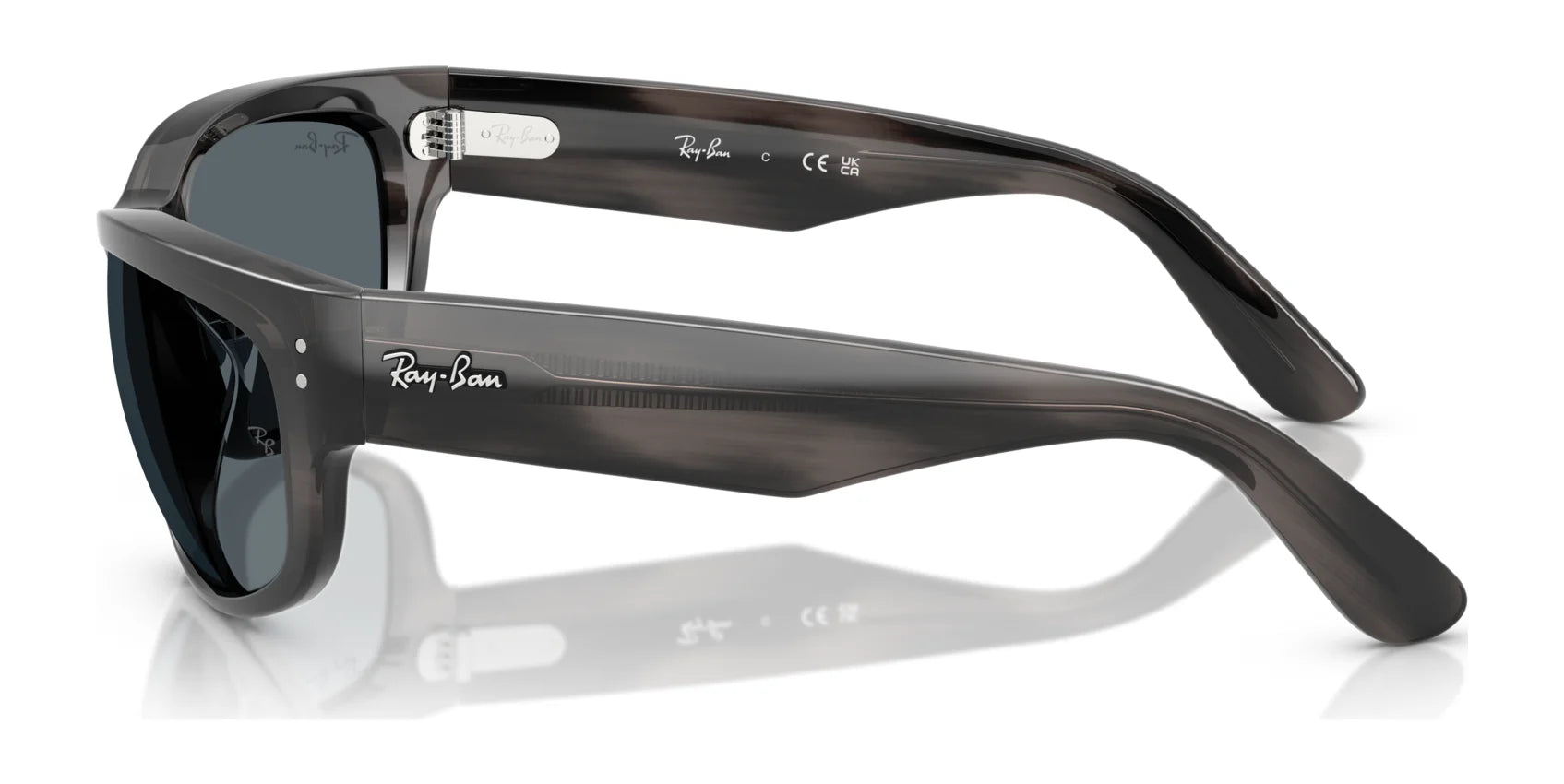 Ray-Ban MEGA BALORAMA RB2289 sunglasses in black with a sporty look and gray frame, displayed from a side angle.