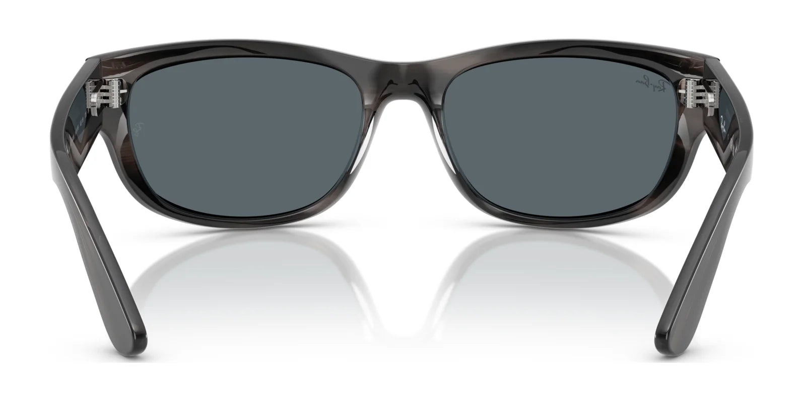 Front view of Ray-Ban MEGA BALORAMA RB2289 sunglasses with black rectangular frames and dark polarized lenses, boasting a sporty design ideal for any occasion.