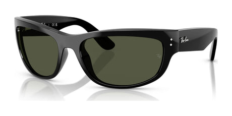 The Ray-Ban MEGA BALORAMA RB2289 sunglasses boast a sporty design with black polarized lenses, sleek arms, and subtle silver accents by the hinges.