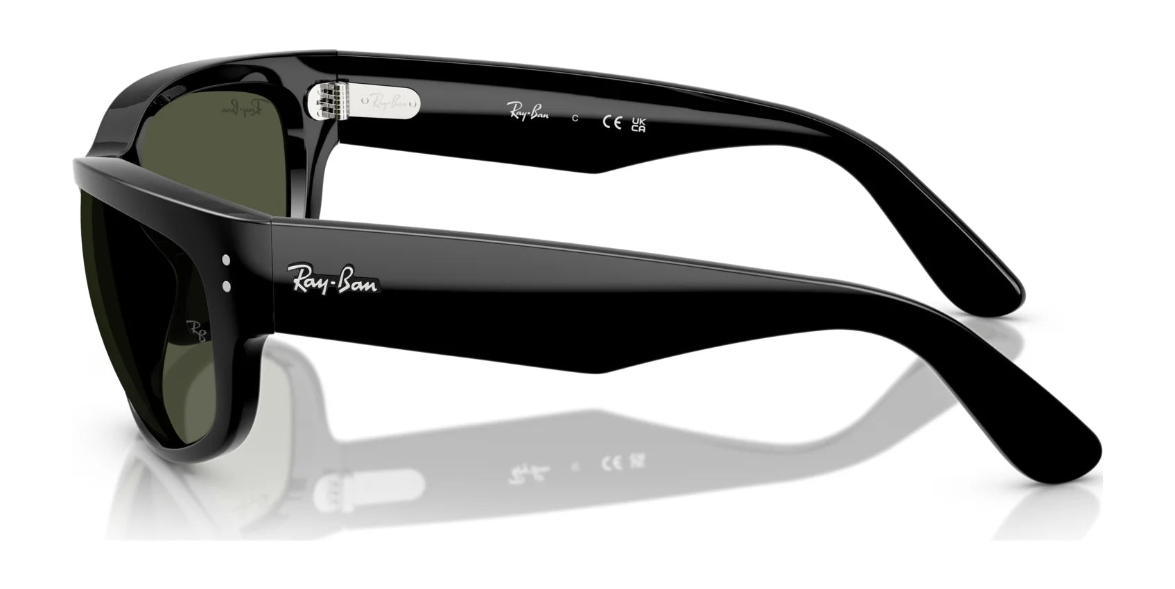 The Ray-Ban MEGA BALORAMA RB2289 Sunglasses in black, with polarized lenses and a subtle logo on the temple, offer a stylish and sporty design.