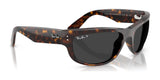 Ray-Ban MEGA BALORAMA RB2289 sunglasses sport a tortoiseshell design with dark, polarized lenses, featuring the iconic logo on the temples.