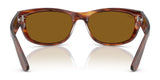 The Ray-Ban MEGA BALORAMA RB2289 sunglasses feature a sleek, sporty design with brown tortoiseshell frames and brown lenses, set against a white background.