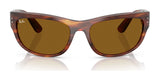 Ray-Ban MEGA BALORAMA RB2289 sunglasses feature a sporty tortoise-shell design with brown polarized lenses, set against a white background.