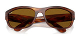 The Ray-Ban MEGA BALORAMA RB2289 sunglasses, in brown tortoiseshell, have a sporty design with polarized dark lenses on a white background.