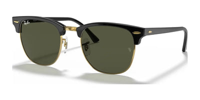 Ray-Ban CLUBMASTER RB3016F Sunglasses Black On Gold / G-15 Green