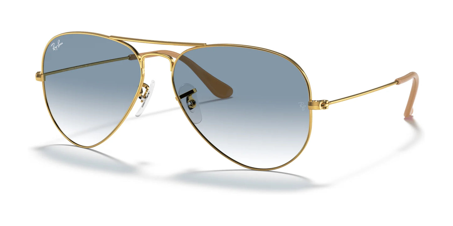 Ray-Ban AVIATOR LARGE METAL RB3025 Sunglasses | Size 55 Gold / Light Blue