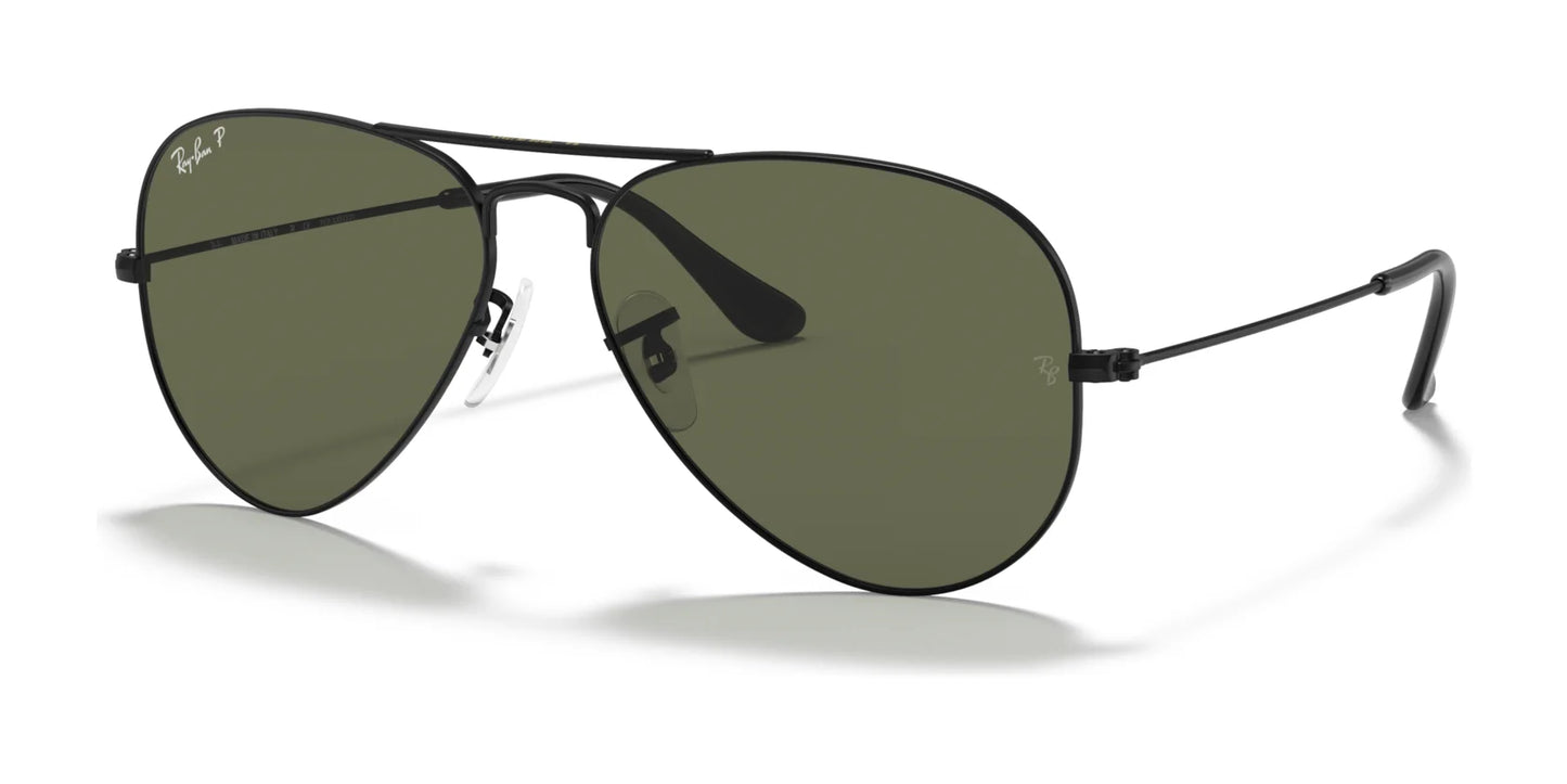 Ray-Ban AVIATOR LARGE METAL RB3025 Sunglasses | Size 55 Black / G-15 Green (Polarized)