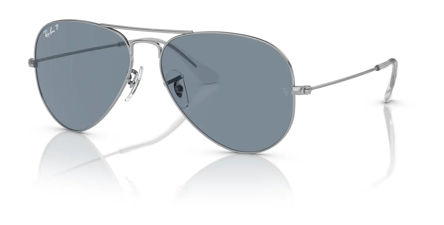 Ray-Ban AVIATOR LARGE METAL RB3025 Sunglasses | Size 55 Silver / Blue (Polarized)