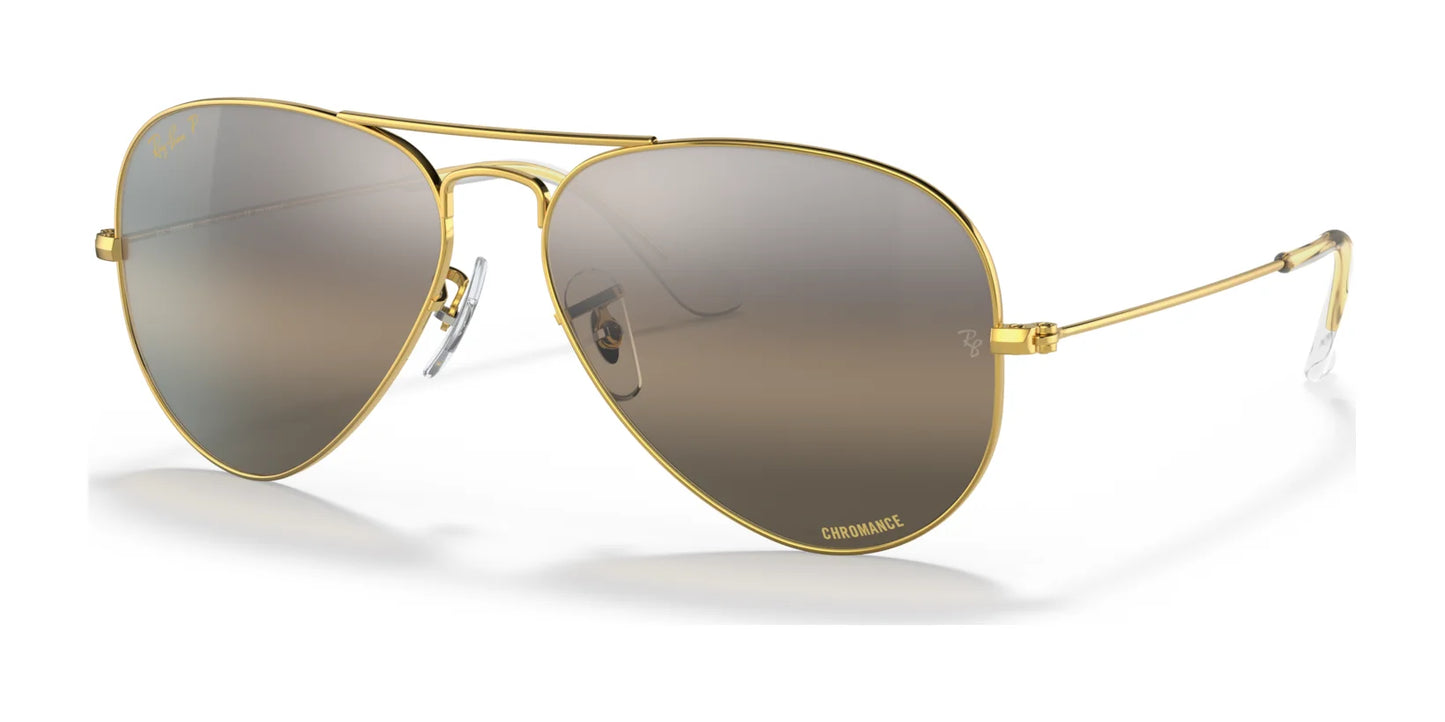 Ray-Ban AVIATOR LARGE METAL RB3025 Sunglasses | Size 55 Gold / Silver / Grey (Polarized)