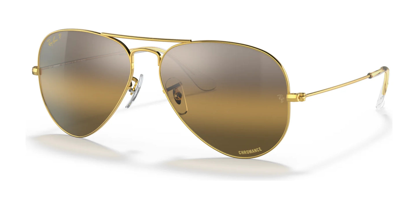 Ray-Ban AVIATOR LARGE METAL RB3025 Sunglasses | Size 55 Gold / Silver / Brown (Polarized)