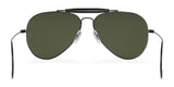 Front view of Ray-Ban OUTDOORSMAN I RB3030 Sunglasses, size 58, showcasing polarized dark green lenses and a sleek black metal frame.