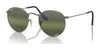Ray-Ban ROUND METAL RB3447 Sunglasses / Gunmetal №004/G4 / Silver/Green (Polarized) (2P 20.3%) / Size 50
