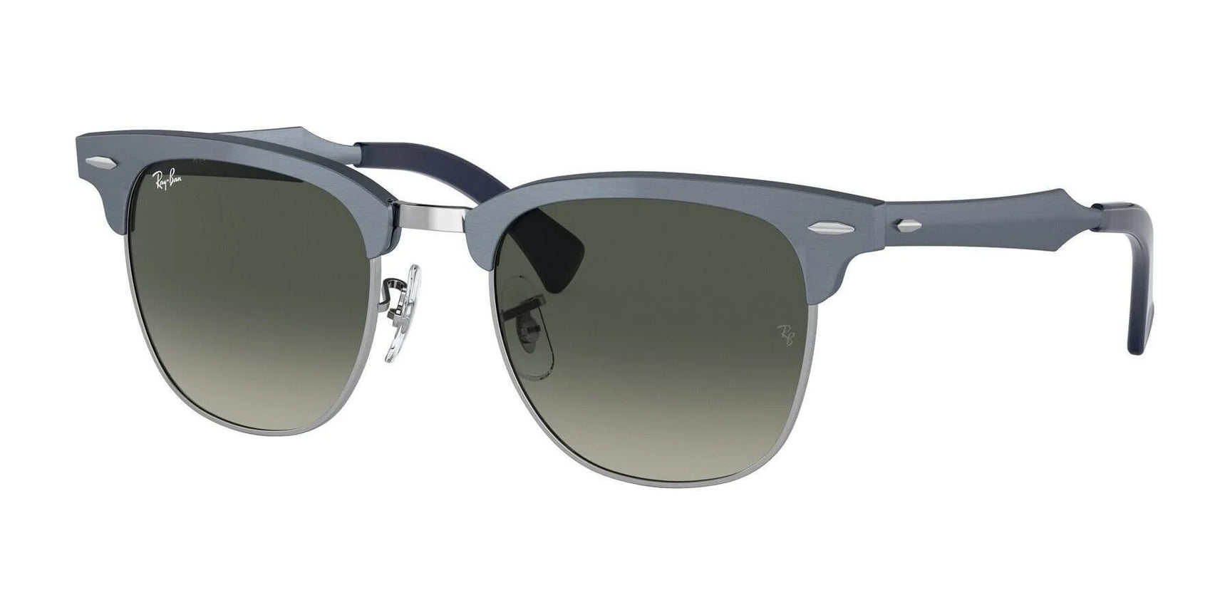 Ray-Ban CLUBMASTER ALUMINUM RB3507 Sunglasses Blue On Silver / Grey