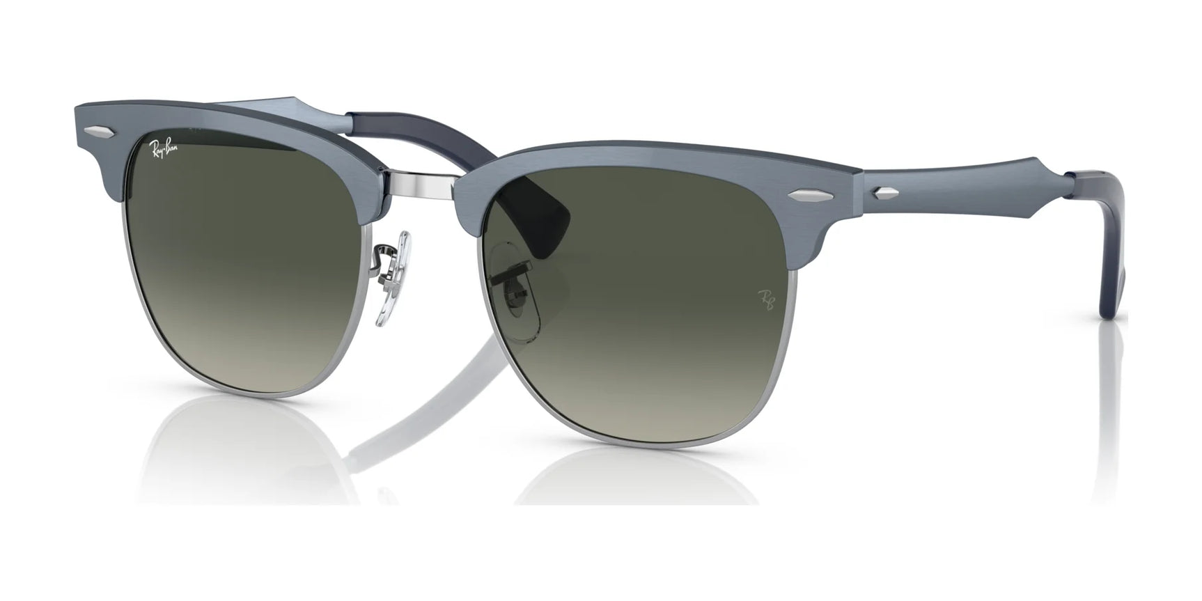 Ray-Ban CLUBMASTER ALUMINUM RB3507 Sunglasses Blue On Silver / Grey