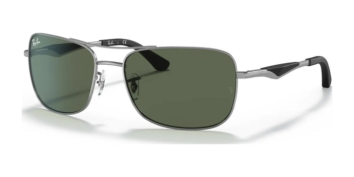 Ray-Ban RB3515 Sunglasses | Size 61 / Gunmetal №004/71 / Green (3N 12.9%)
