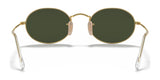 Front view of Ray-Ban OVAL RB3547 sunglasses featuring luxurious gold frames and dark green lenses.