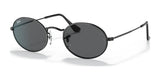 Ray-Ban's OVAL RB3547 sunglasses feature round, black frames with dark lenses, crafted from premium materials and set against a white background.