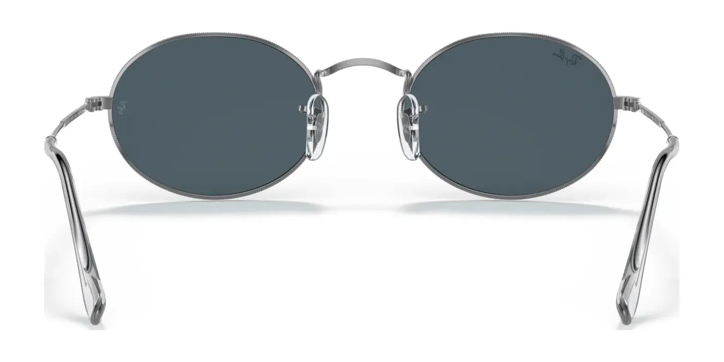 Ray-Ban OVAL RB3547 sunglasses feature sleek, round metallic frames with dark lenses, offering a classic look crafted from premium materials.