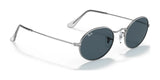 The Ray-Ban OVAL RB3547 sunglasses showcase dark lenses and thin metal frames, crafted from premium materials, all set against a pristine white background.