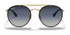 Ray-Ban BLAZE ROUND DOUBLEBRIDGE RB3614N Sunglasses | Size 54 / Gold №91400S / Blue Gradient Mirror (2N 35%)