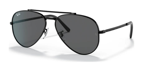 The Ray-Ban NEW AVIATOR RB3625 sunglasses feature sleek black frames and dark lenses, providing stylish UV protection.