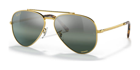 Ray-Ban NEW AVIATOR RB3625 sunglasses offer stylish UV protection with green tinted lenses and engraved patterns on the temples.