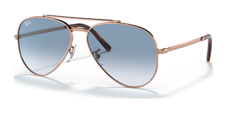 Ray-Ban NEW AVIATOR RB3625 Sunglasses provide stylish UV protection with their gold frame and blue gradient lenses.