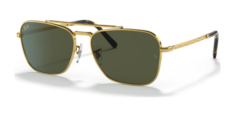 Ray-Ban's NEW CARAVAN RB3636 sunglasses feature gold frames with premium engravings, dark green lenses, and a sleek thin metal bridge.