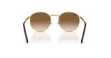 The Ray-Ban NEW ROUND RB3637 sunglasses feature gold frames with brown gradient crystal lenses and sleek black temples, elegantly presented against a white background.