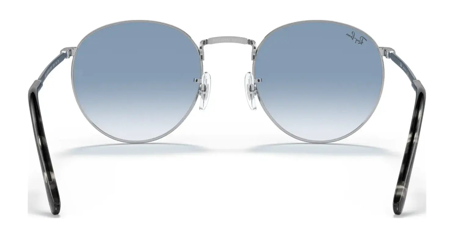 Ray-Ban NEW ROUND RB3637 sunglasses feature crystal lenses and thin silver metal frames.