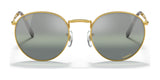 Ray-Ban NEW ROUND RB3637 sunglasses featuring crystal green lenses and adjustable nose pads are elegantly showcased on a white background.