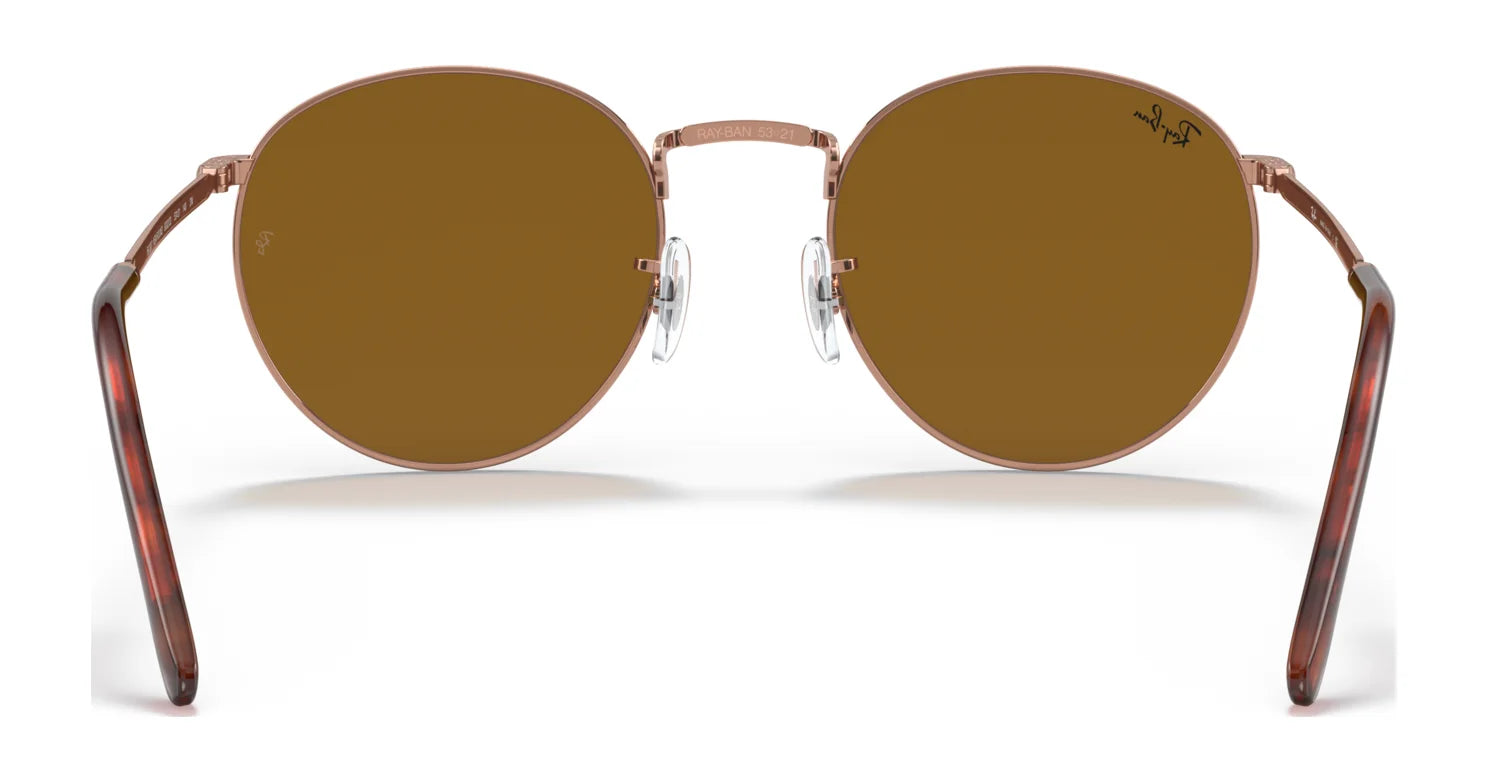 Ray-Ban NEW ROUND RB3637 sunglasses boast tortoiseshell arms and crystal lenses, displayed elegantly on a white background.